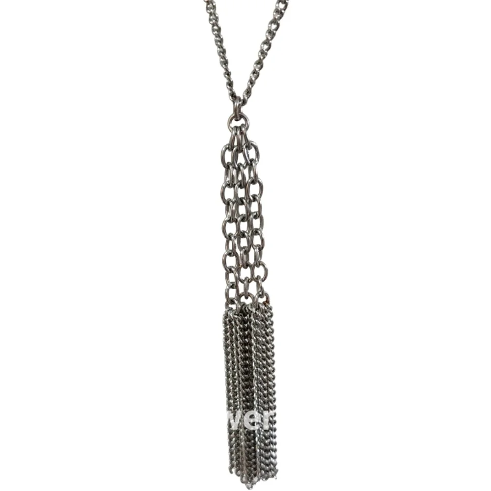 Metallic Mesh Tassel Long Necklace